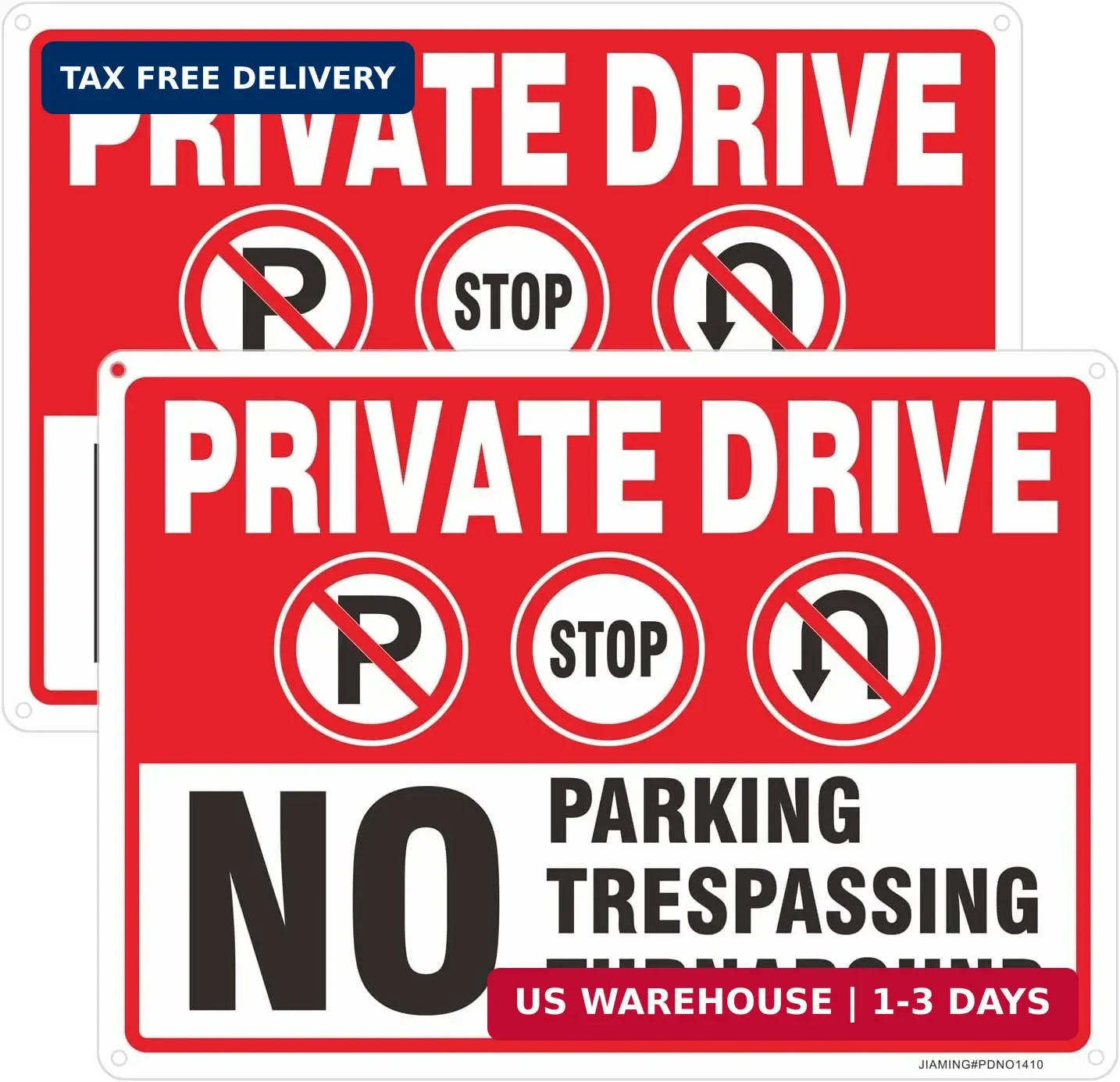Private Drive No Turn Around Signs, 2 Pack 14×10 inches Driveway No Turnaround N