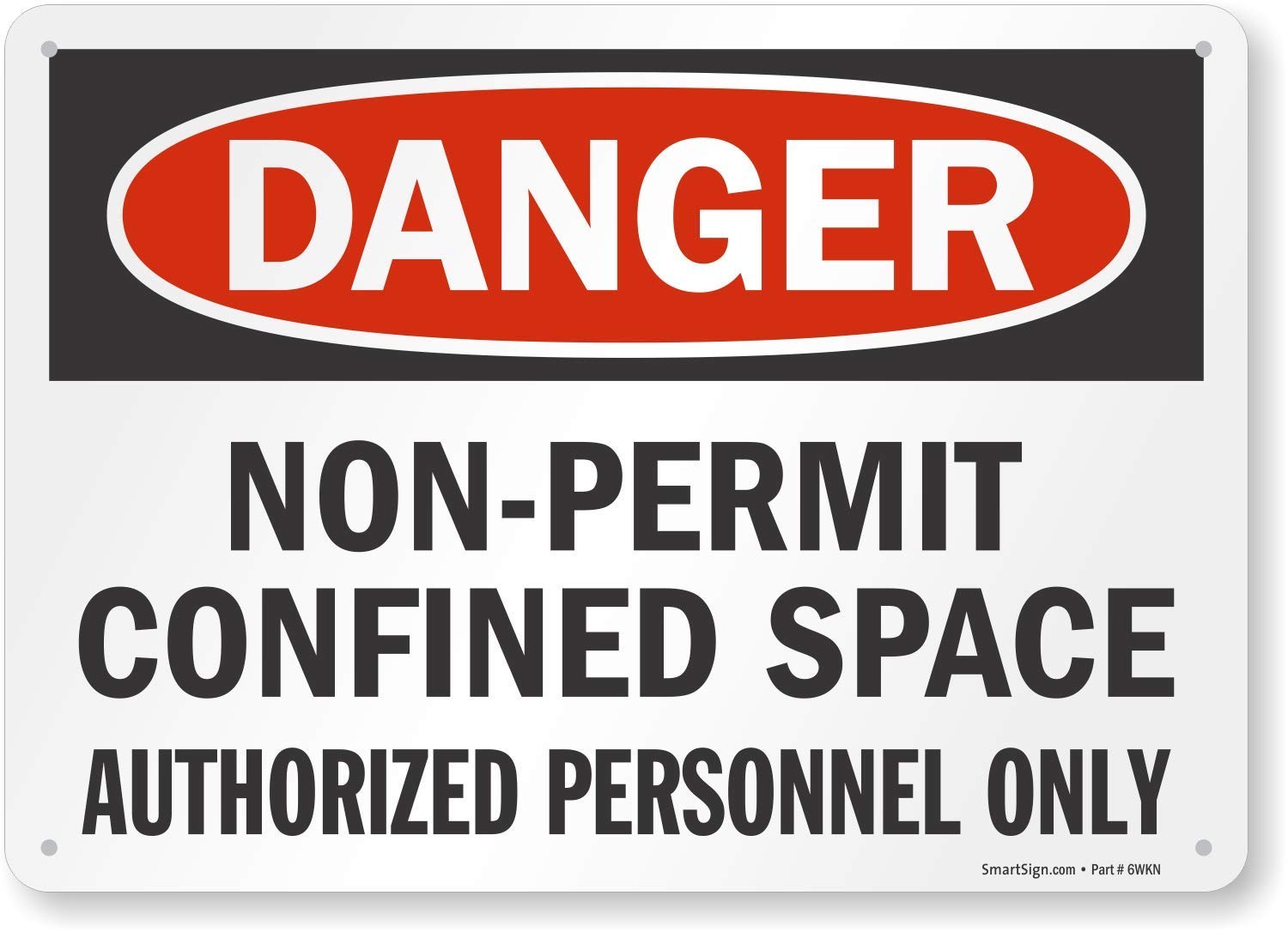 U11007NP Danger NonPermit Confined Space Sign 10×14 Inch Plastic Warning