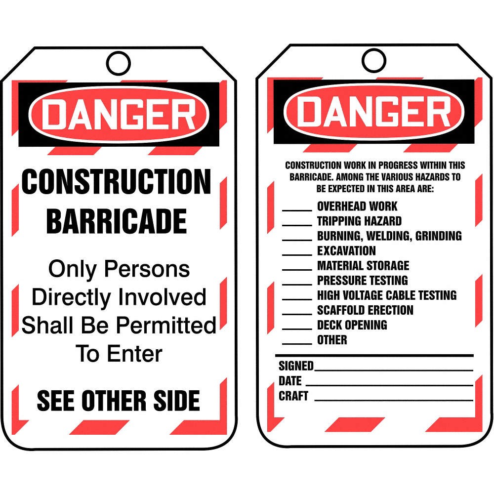 ACCUFORM TAB102PTP Sfty Tag,5 3/4in H,3 1/4in W,Plstc ,PK25 43Z346