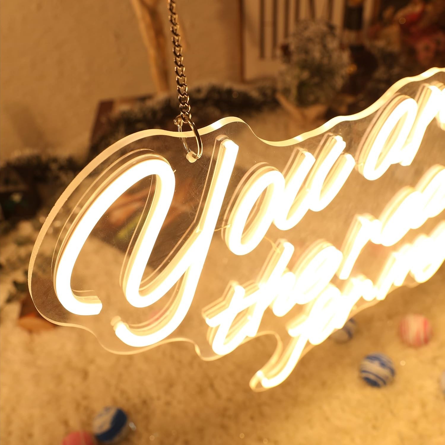Led Neon Sign Ur Reason for My Smile Warm White Light 110V Wall Decor 26 x 14″