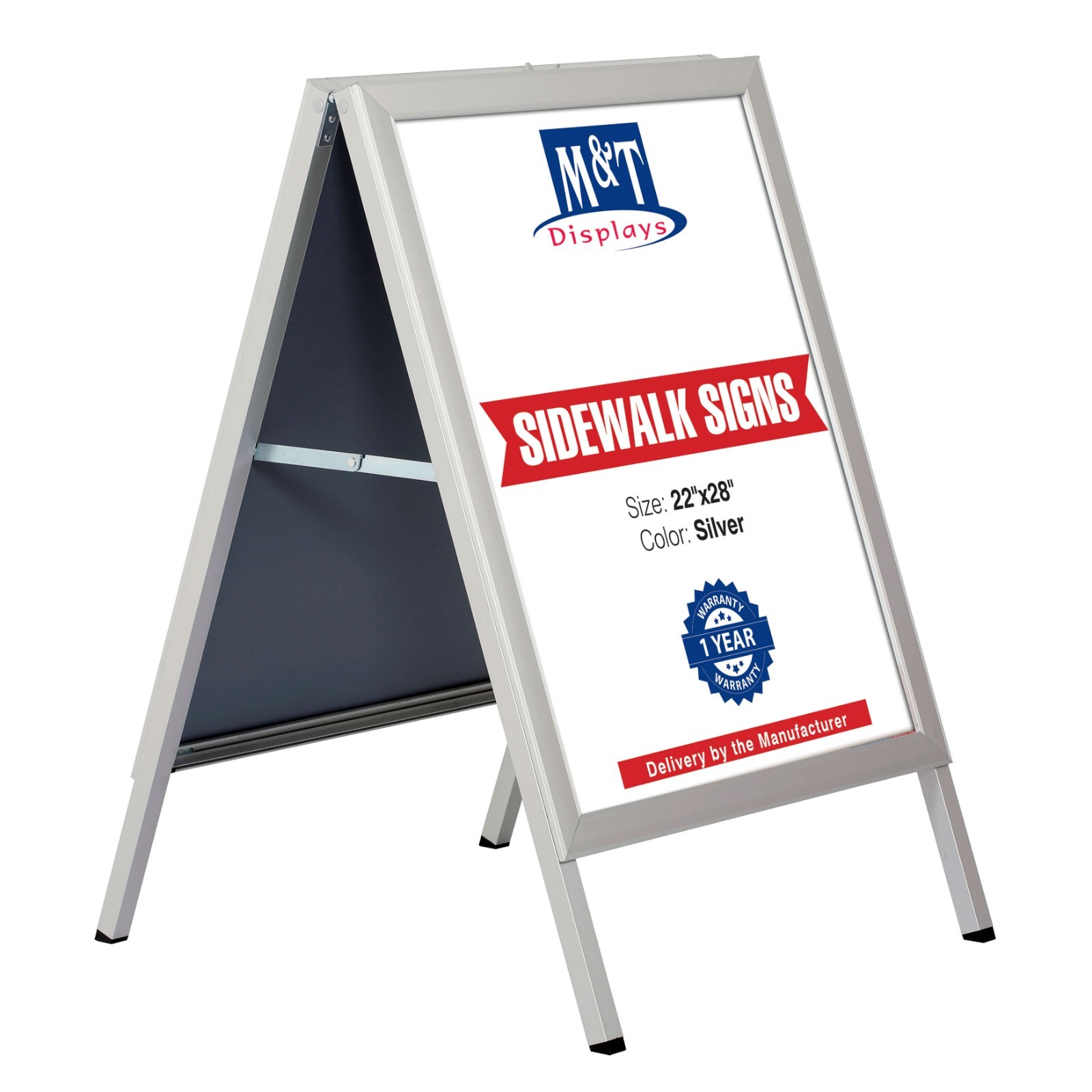 Slide-in A Frame Menu Double Sided Display Board 22×28″ Sidewalk Sign Silver