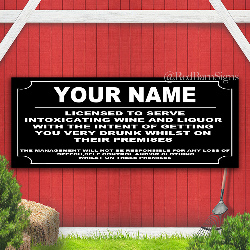 Funny personalized Bar Sign, Banner sign man cave shed garage home