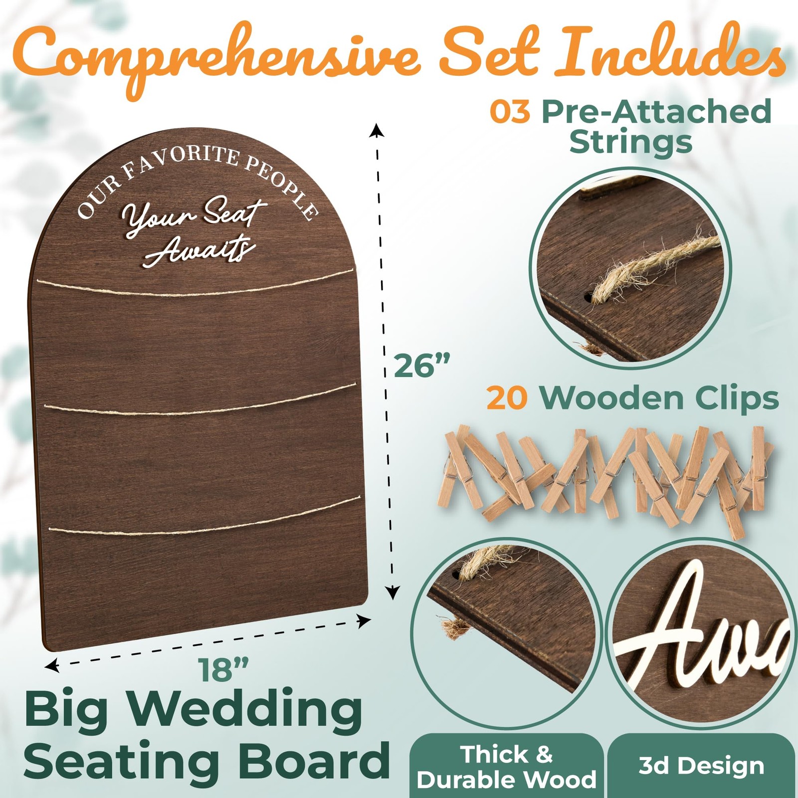 Wedding Seating Chart Board Display For Wedding Reception Decor – Rustic Seat…