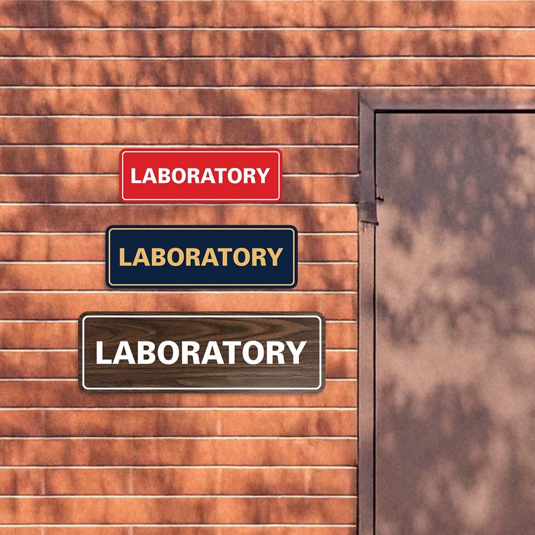 1 Pack Standard Laboratory Sign, Black/Silver, Medium, Door, Wall, Office