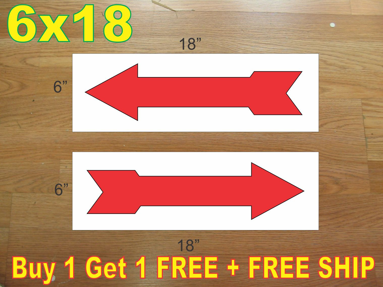 6″x18″ ARROW Red REAL ESTATE RIDER SIGNS Buy 1 Get 1 FREE 2 Sided