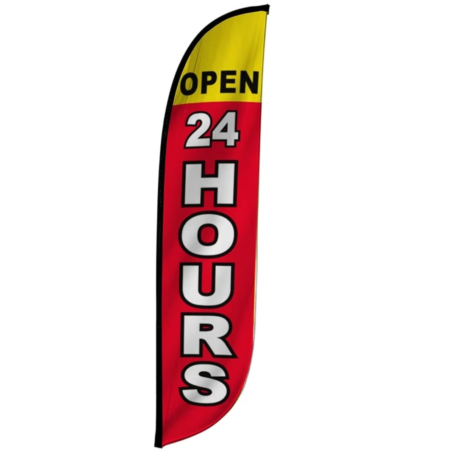 12ft Feather Flag Banner Open 24 Hours – Flag Only / No Poles