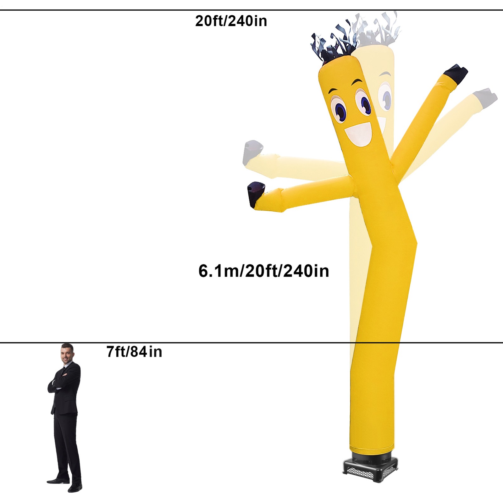 20 ft Air Dancers Wacky Waving Inflatable Tube Man with 1 HP Blower Fan