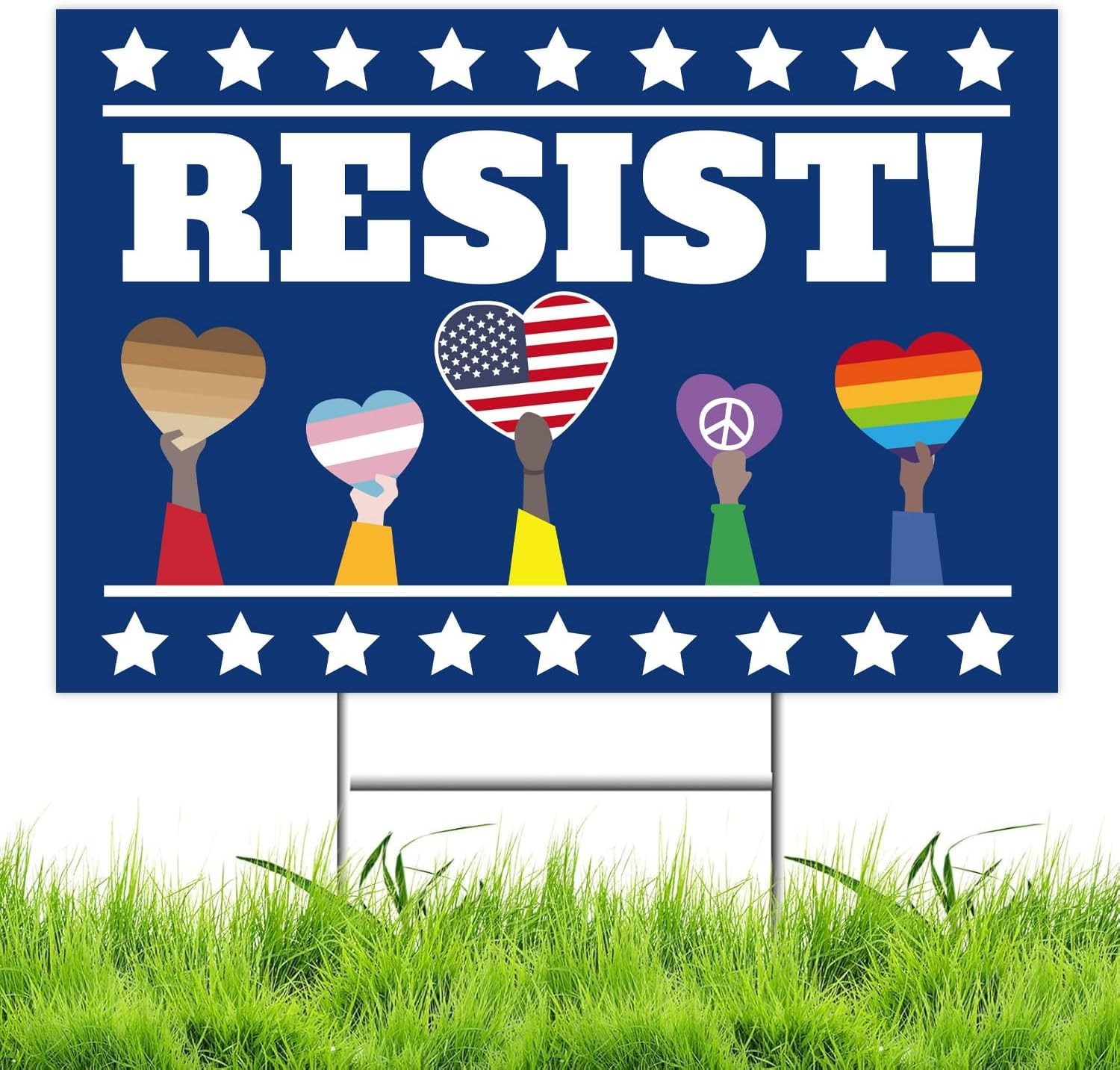Resist! Sign Political Protest Yard Sign Save Democracy Yard Signs Double Sided