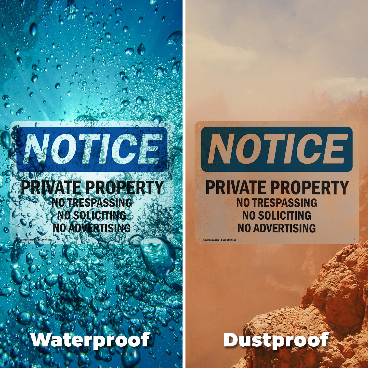 (2 Pack) Private Property No Trespassing No Soliciting OSHA Notice Sign Decal