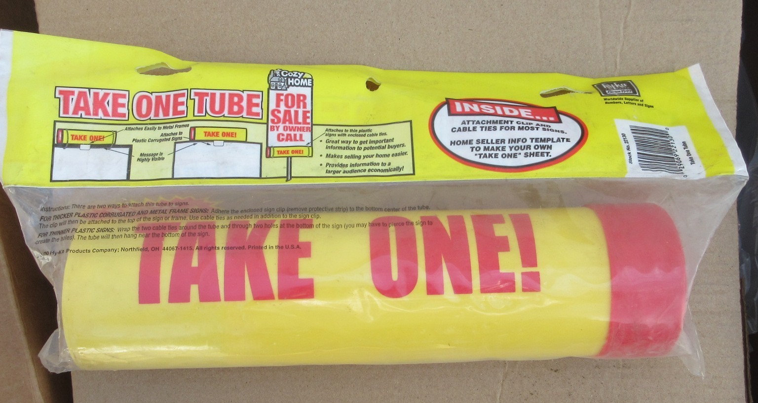 Hy-Ko 22130 Take One Plastic Tube 12″ X 3″ Realtor Supply / Home Signs