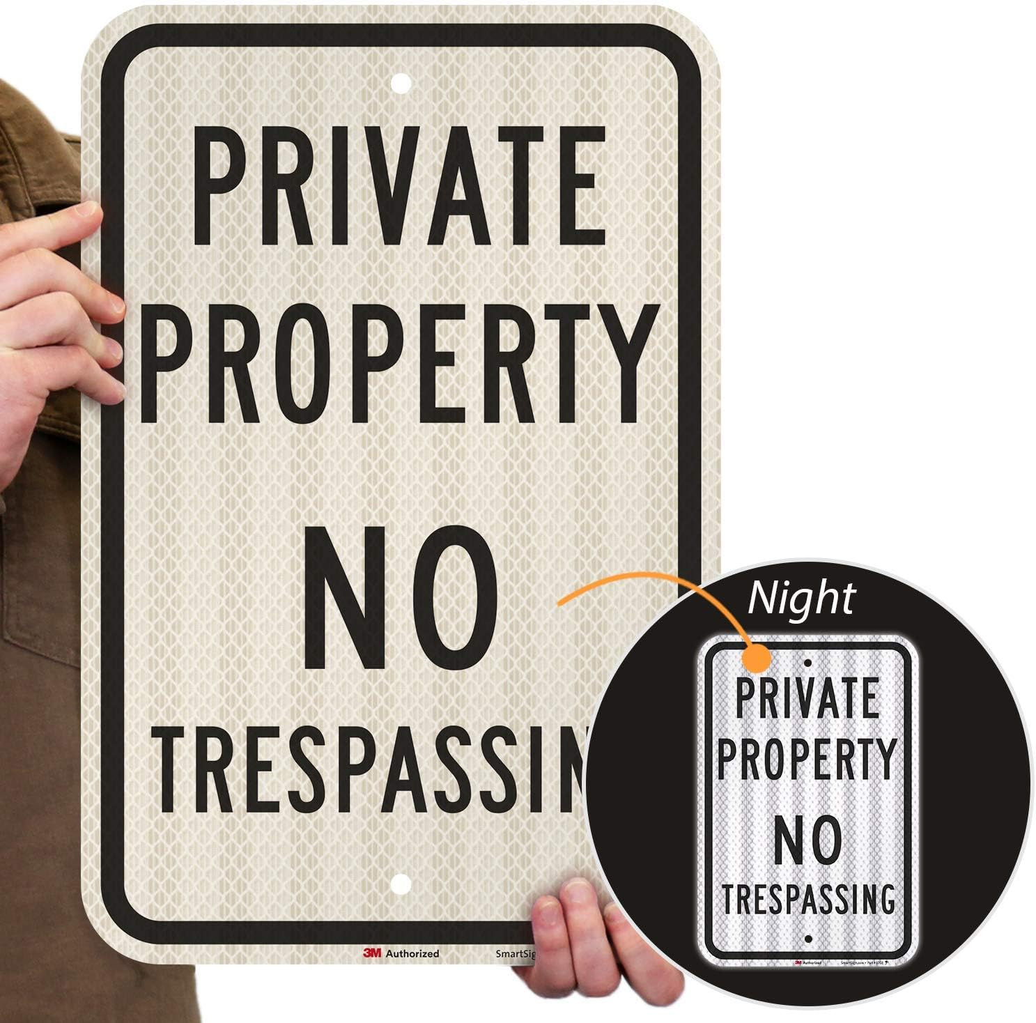 No Trespassing Signs Private Property, 12 X 18 Inches 3M High Intensity Grade Re