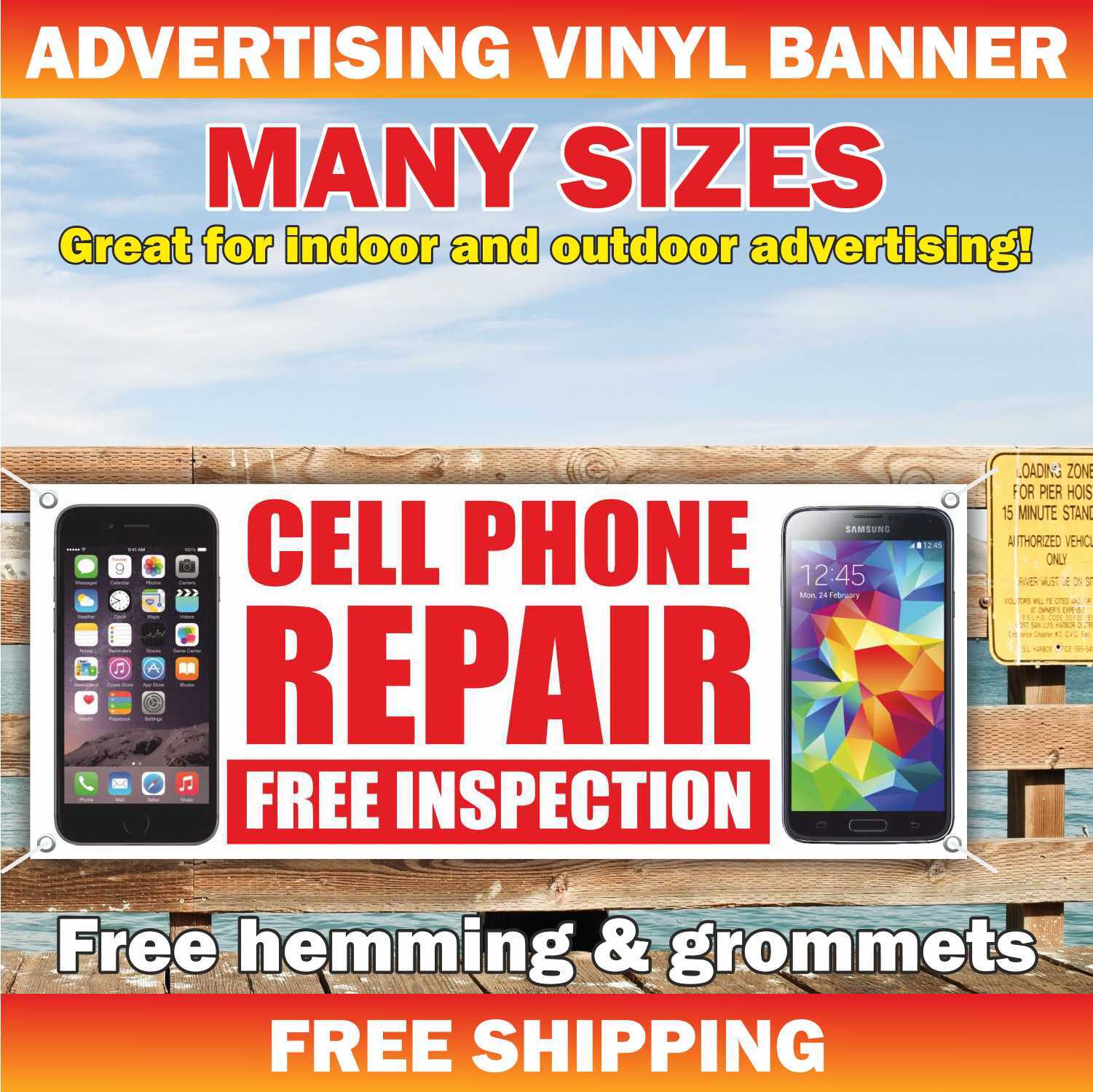 CELL PHONE REPAIR Advertising Banner Vinyl Mesh Sign unlock buy service tablets