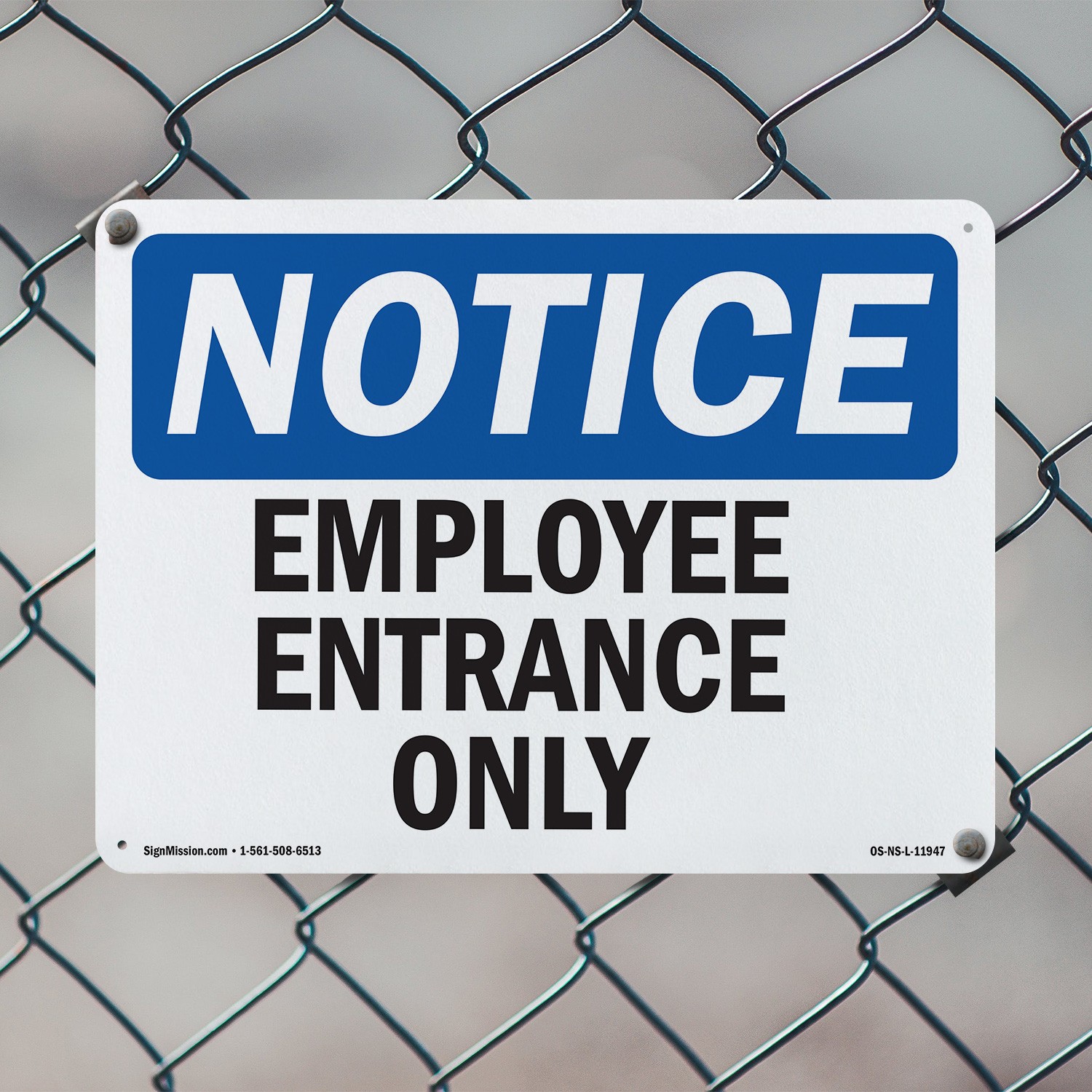 Employee Entrance Only OSHA Notice Sign Metal, Plastic, Or Decal – 5 or 10 Pack
