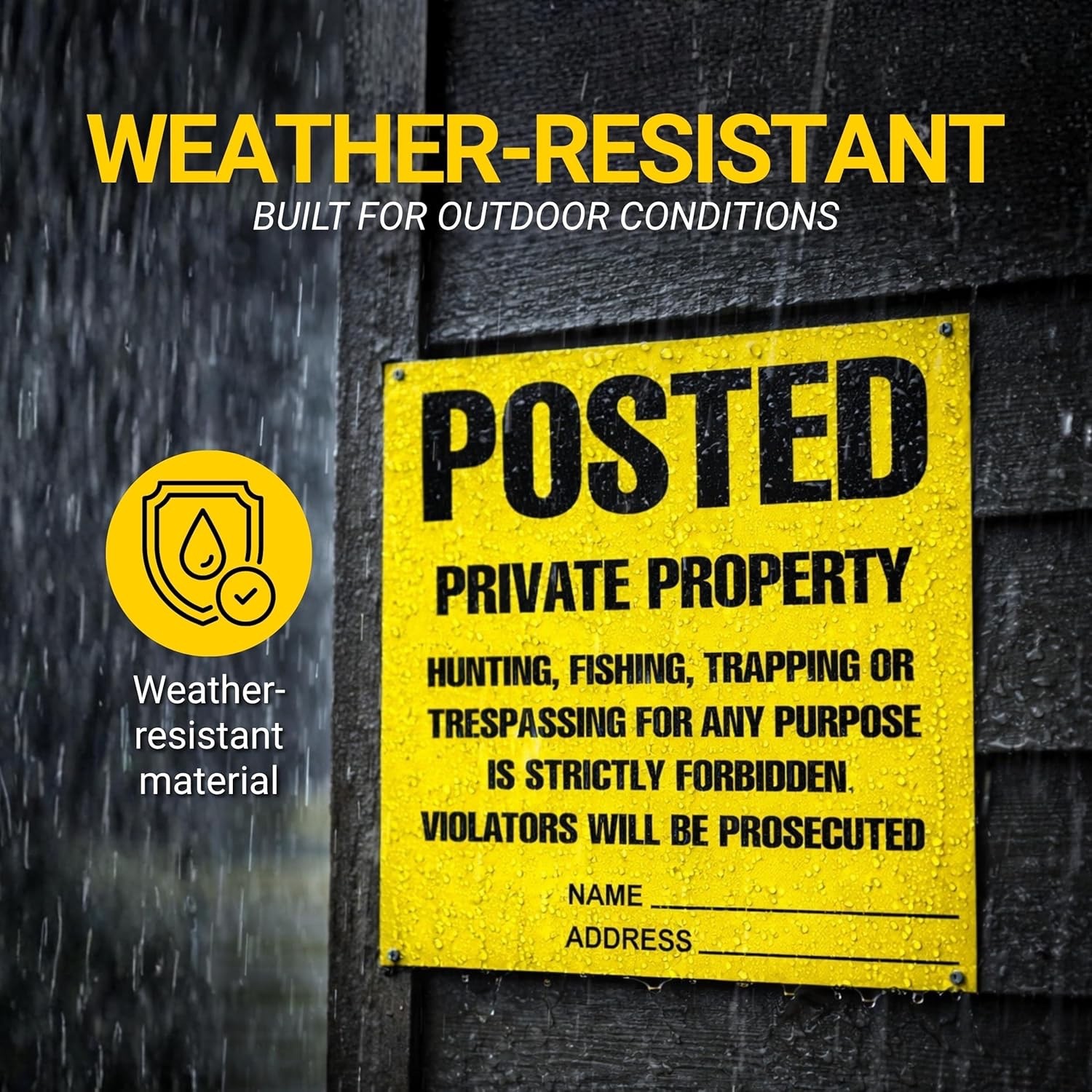 Heavy Duty Posted Signs – No Hunting or Trespassing Yellow 11″ x 11″ 100 Pack