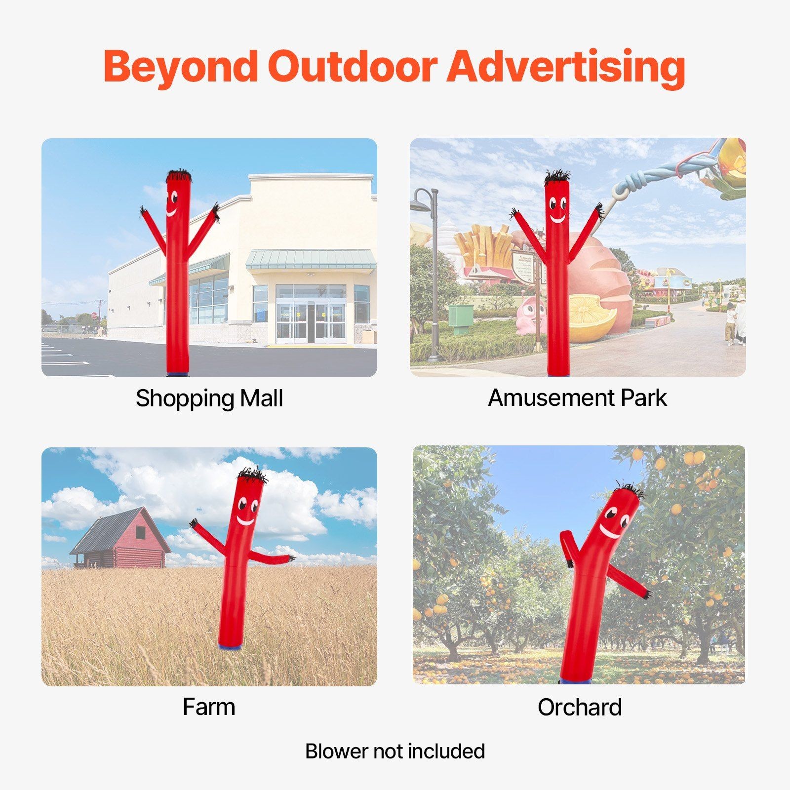 20ft Wind-Powered Dancer Red Icon 190T Tear-Resistant No Blower