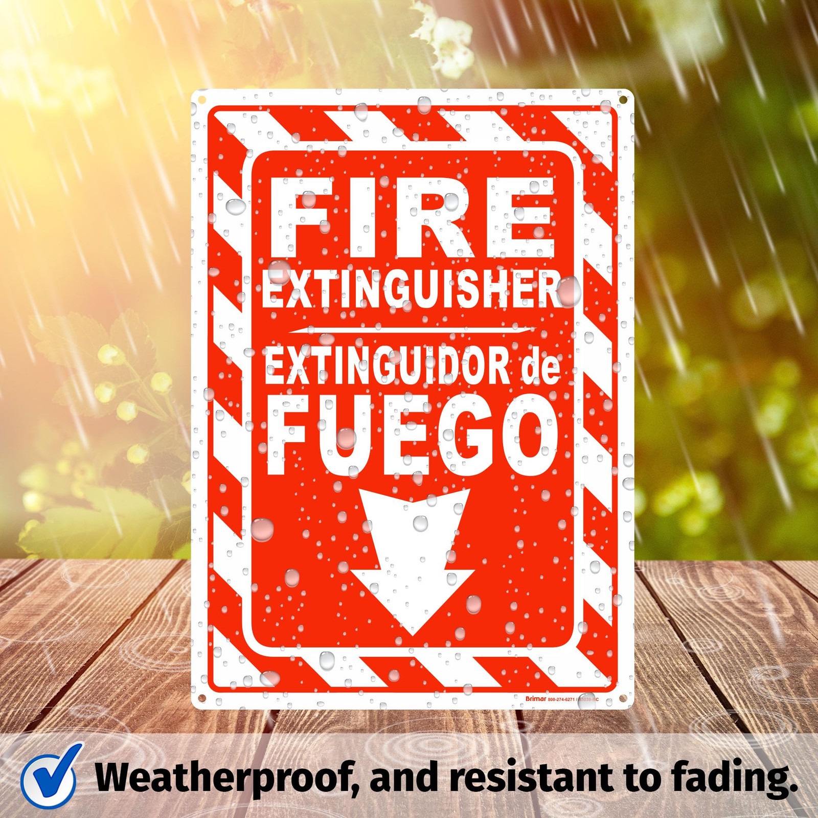 10×14 inch Bilingual Fire Extinguisher Sign Polyethylene Plastic Durable