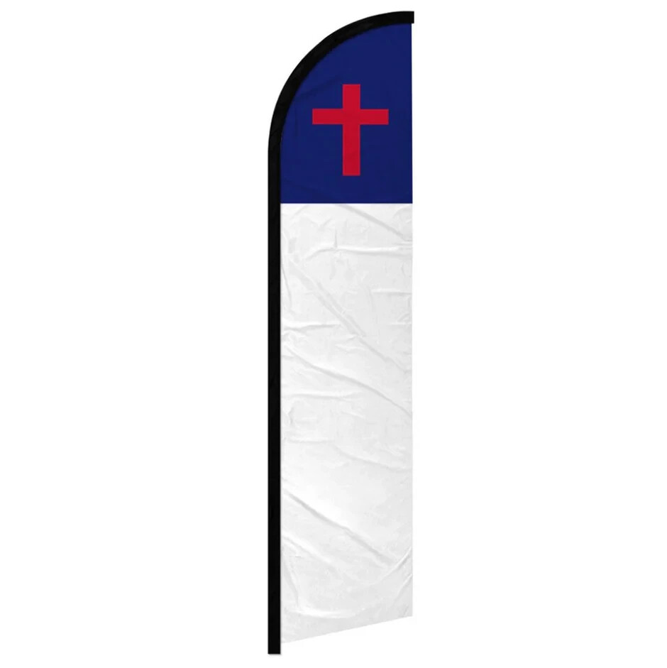 Christian Windless Full Sleeve Feather Advertising Christianity Banner Flag