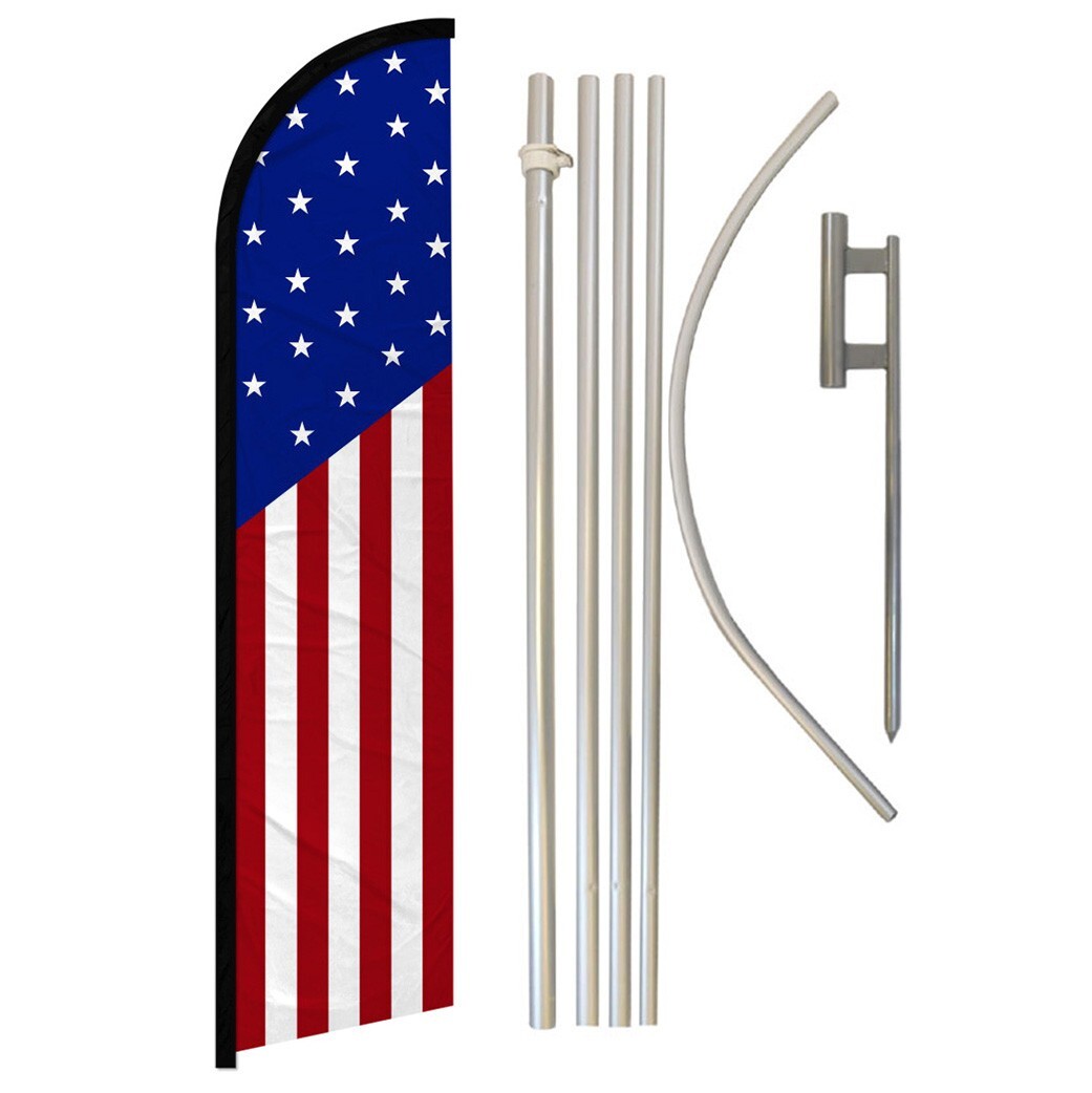 Classic USA Full Curve Windless Swooper Flag Pole Kit Patriotic American Flag