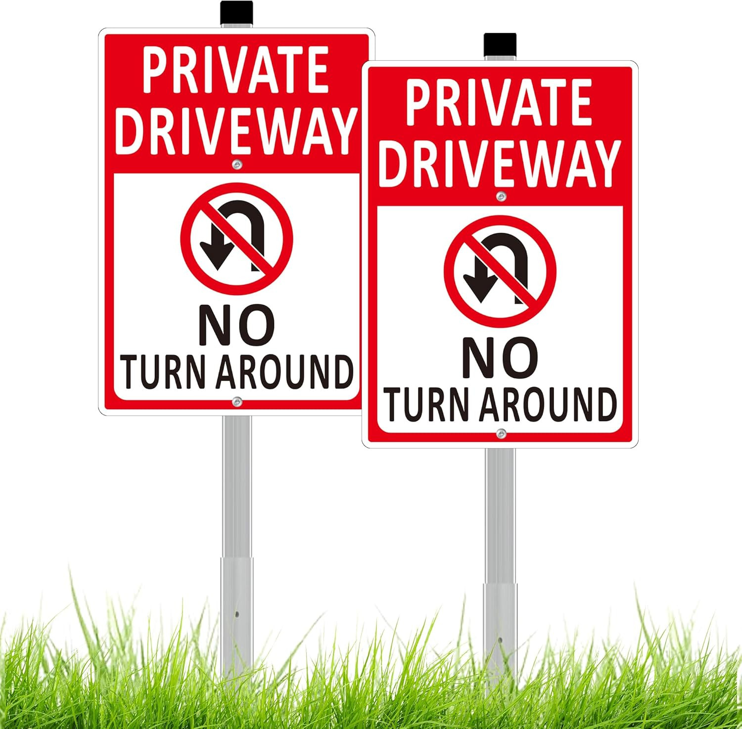 2 Pack No Turn around Driveway Sign – 14X10 Inch Heavy Duty Aluminum Private Dri