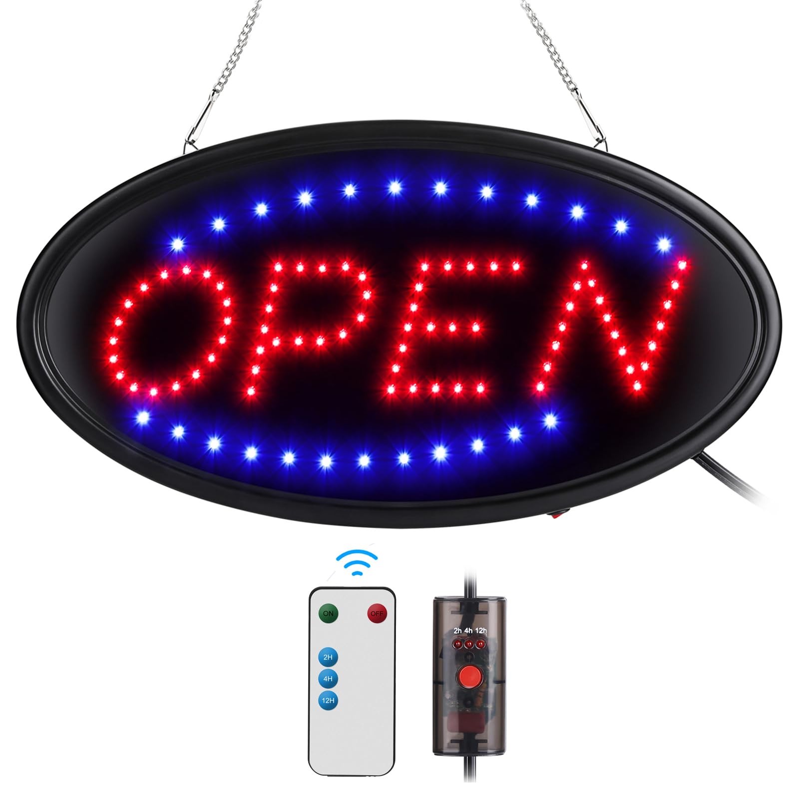 FITNATE LED Open Sign with Remote, Ultra Bright Electric Light Up Signs for B…