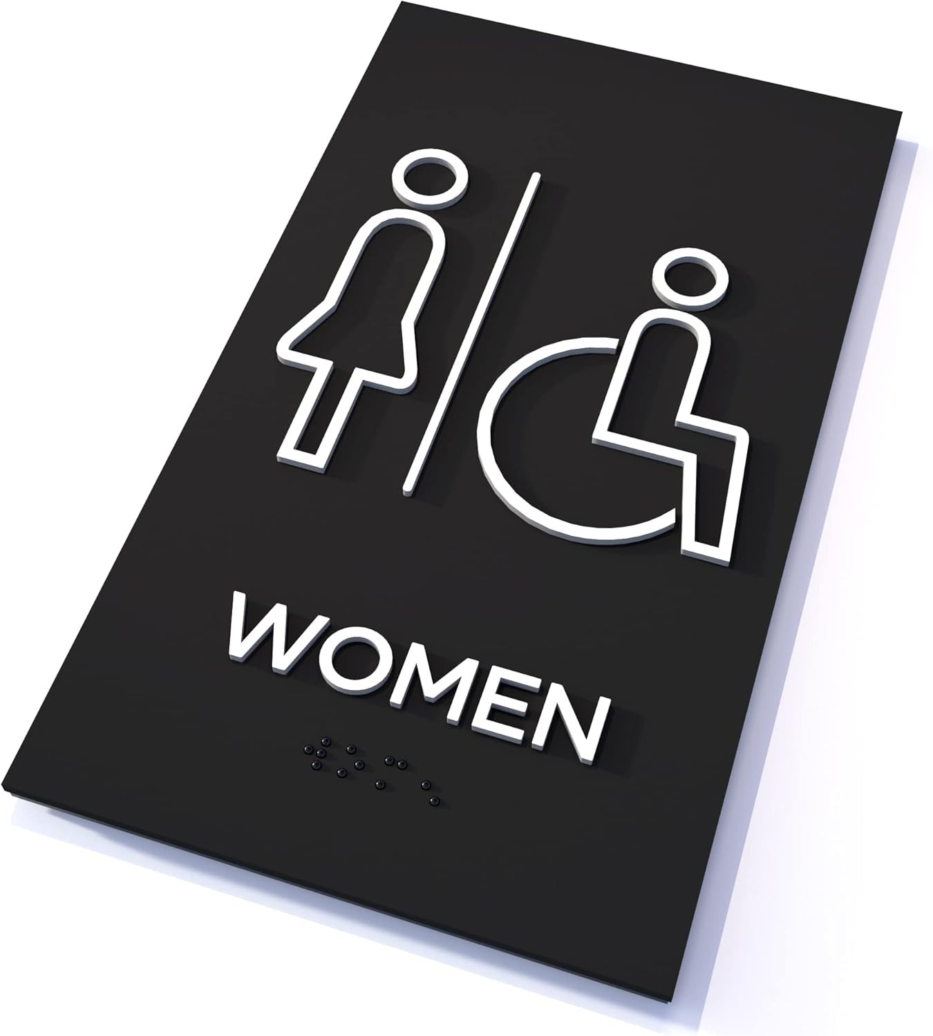 Premium Women + Accessible Restroom Signs for Business, ADA Unisex Bathroom Sign