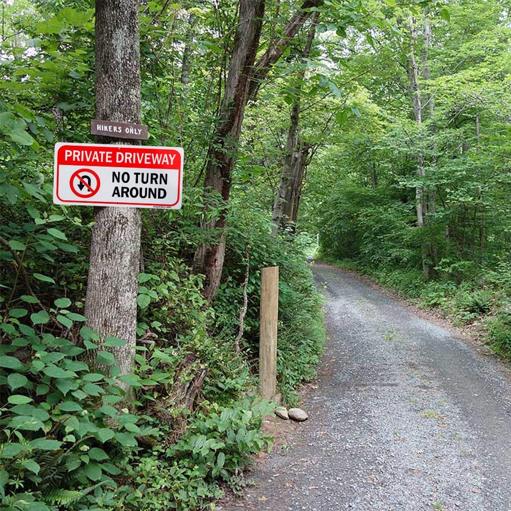 2 Pack Private Driveway, No Turn Around Sign, 14″x 7″ .04″ Aluminum Reflectiv…