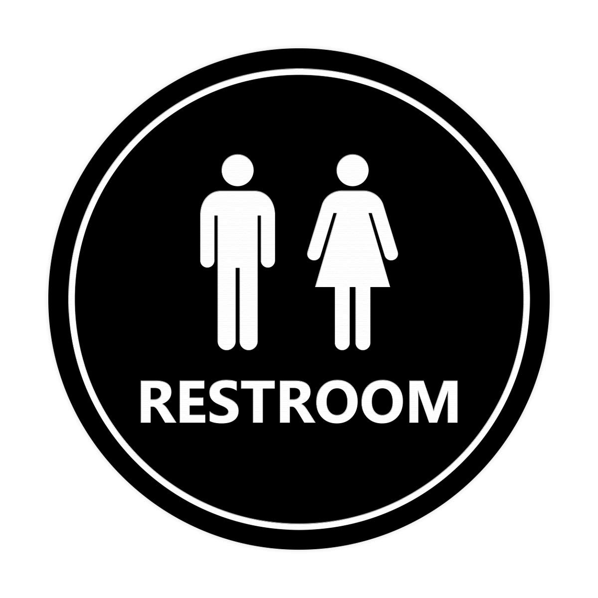 X-Large Black Unisex Restroom Sign, Circle, Wall, Door, Bathroom, Pictogram