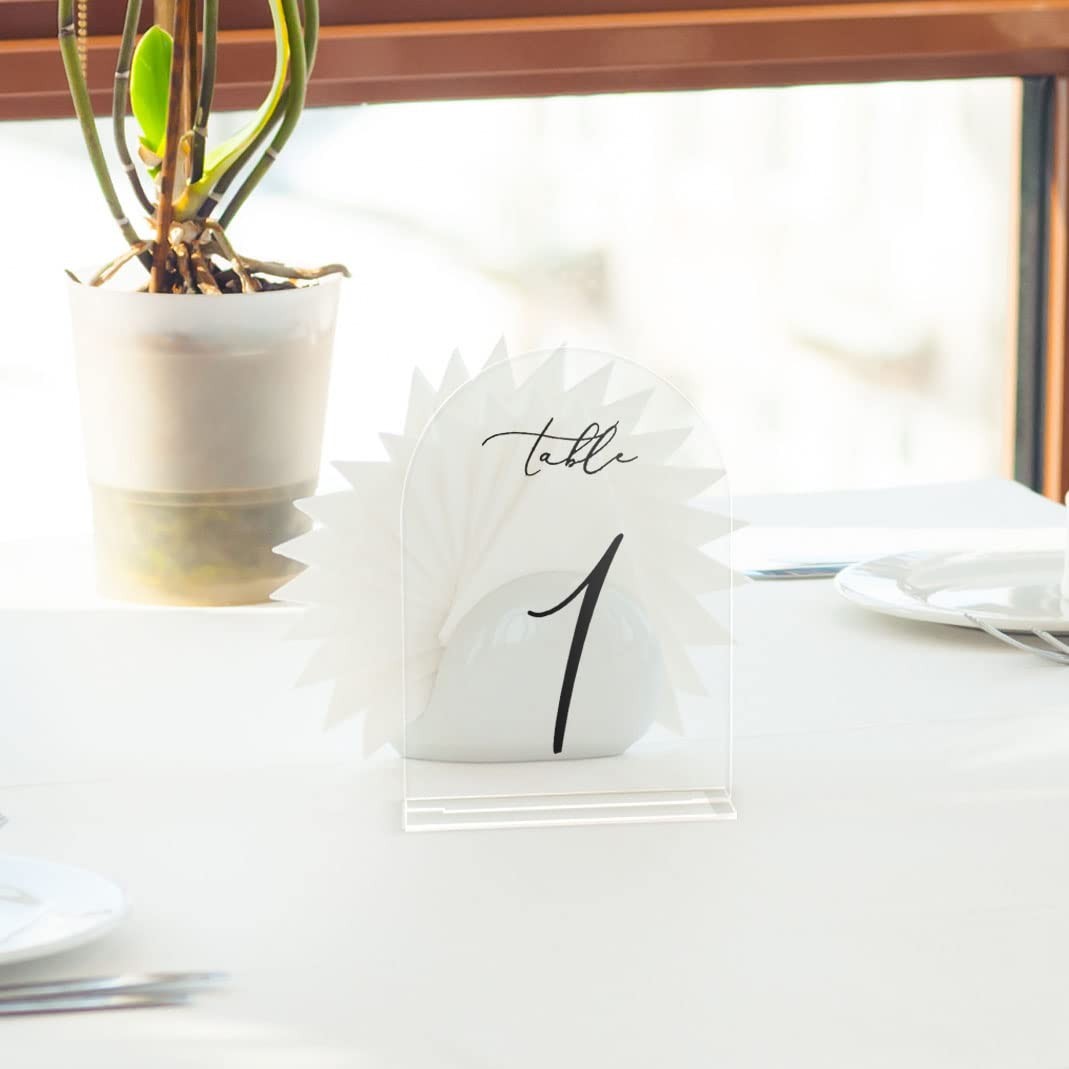 Clear Acrylic Arch Signs With Base Table Numbers Wedding Event 5×7 In 10 PK