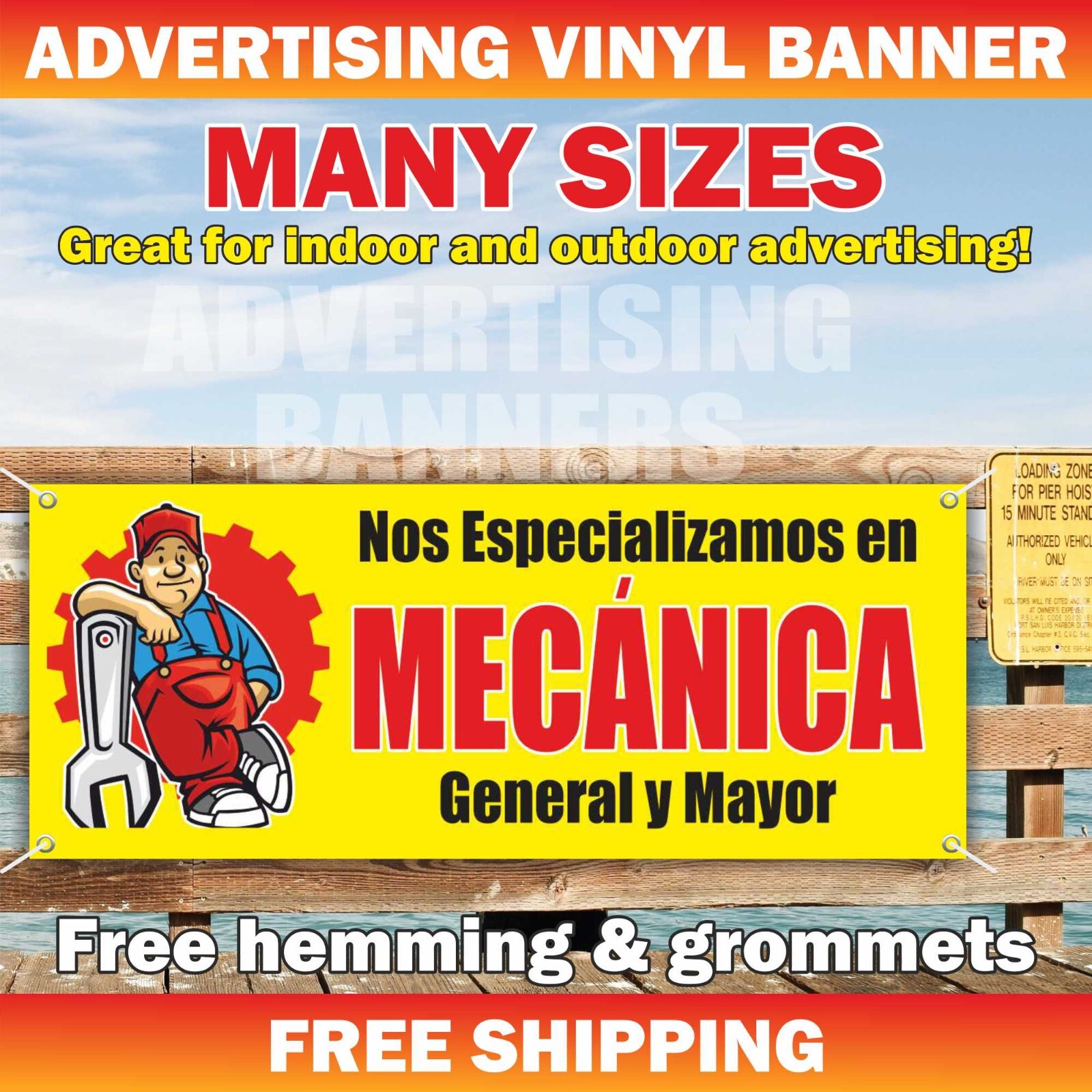 Nos Especializamos en MECANICA General y Mayor Banner Vinyl Sign Mechanic Repair