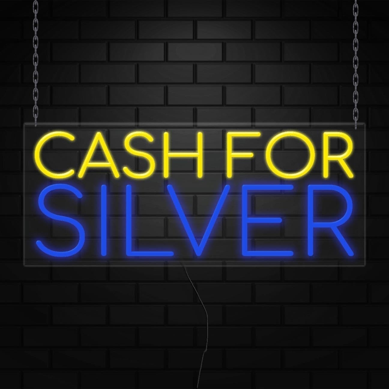 Cash for Silver Sign for Business Displays | LED Flex Neon | 32″W x 13″H x 1″D